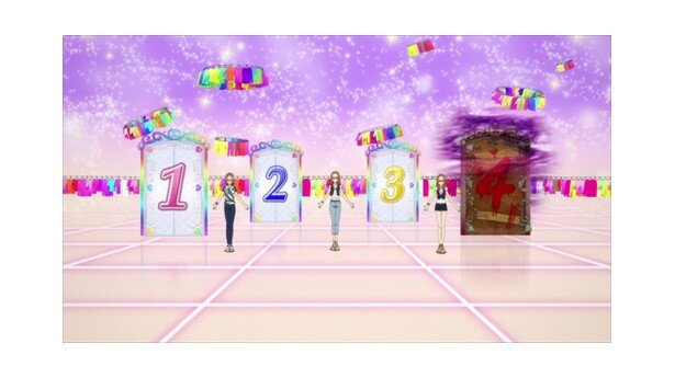 「劇場版プリパラ」の特徴の一つが、ストーリー展開が週替りで変化すること。どの扉を選ぶかでストーリーが4つに分岐する<br>(C)T－ARTS / syn Sophia / 劇場版プリパラ