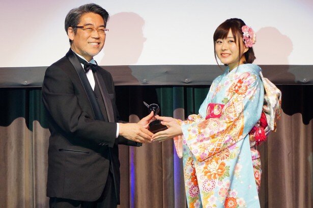艶やかな着物姿で登場した水瀬いのりさん<br>ヘアメイク：山本小百合/スタイリング・着付け：辛島由利子/衣装協力：京都きもの友禅(03-3639-9576)