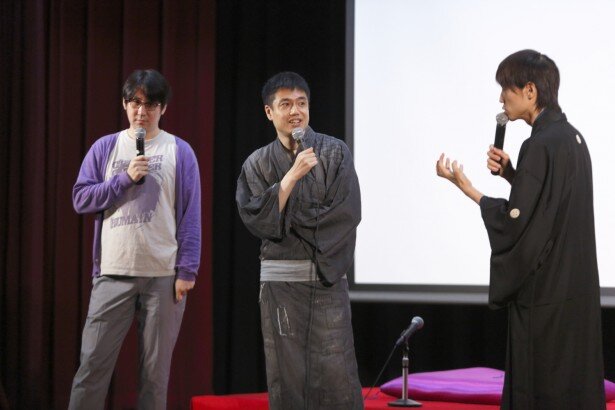 福島潤さんに稽古をつけた立川志ら乃師匠が登壇。これまでの「声優チャレンジ」は若手声優が続いていた分、「今回は歳が近くてやりやすい部分もあった」とコメント<br>