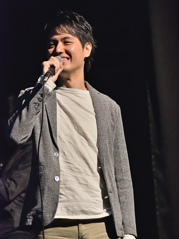 「学園ハンサム」プロデューサーで、ゲームでは美剣咲夜を演じる東北ペネットの馬場園さん｡アニメでは、ゲーム版のキャストによる演技も副音声で聞けるとのこと<br>