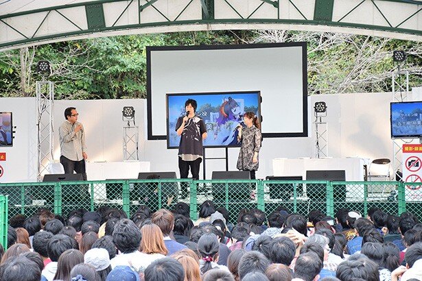 「テイルズ オブ ゼスティリア ザ クロス」トークステージに登場したミクリオ役の逢坂良太さんとサイモン役の五十嵐裕美さん<br>