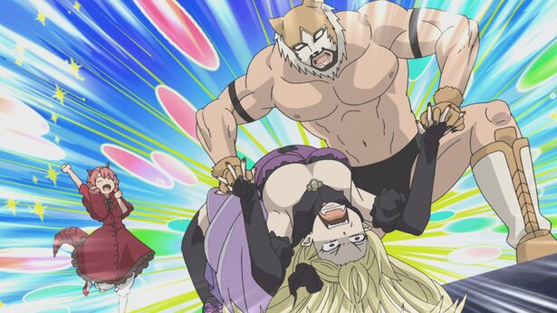 カーミラの体位に注目。ブリッジの姿勢になっているのが分かる